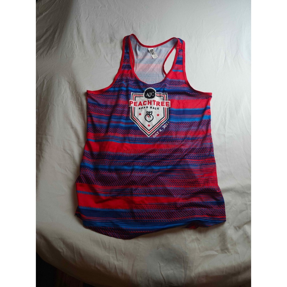 Mizuno Womens AJC Peachtree Road Race 2021 Tank Top Red Blue Singlet Large